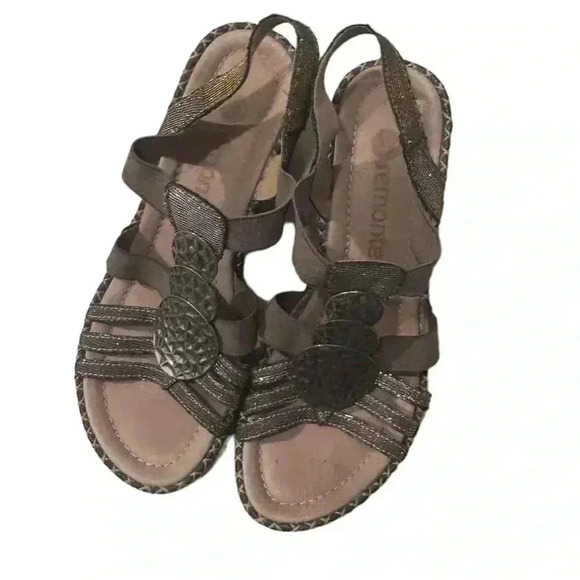 Remonte Ladies Grey / Silver Open‎ Toe Remonte Summer  Wedge Sandals sz 37 sz 6 - Picture 2 of 6